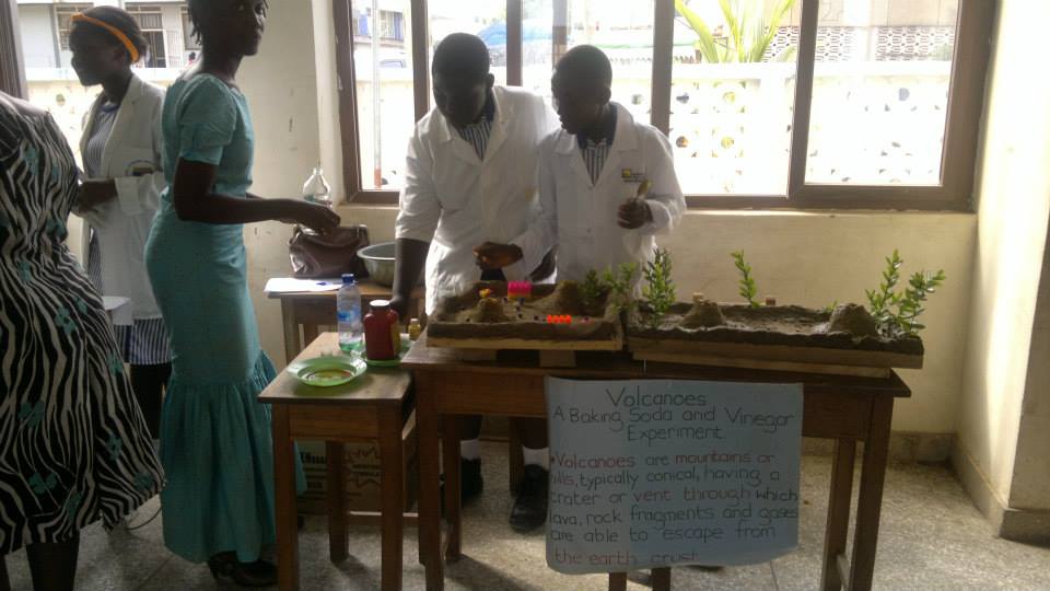 Students presenting their projects at a science fair